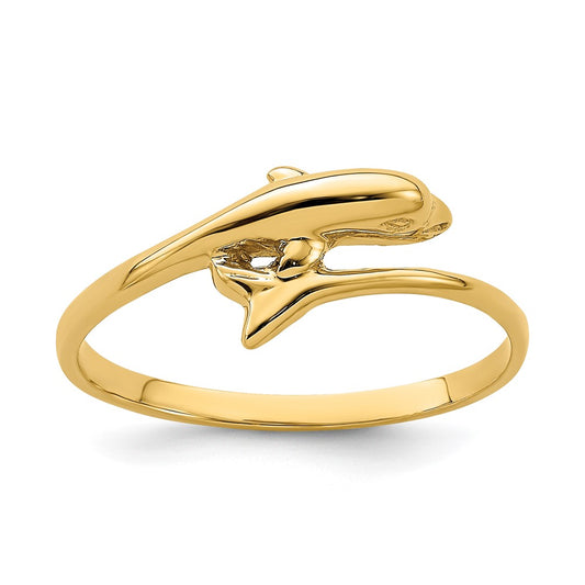 14K Yellow Gold Single Dolphin Ring