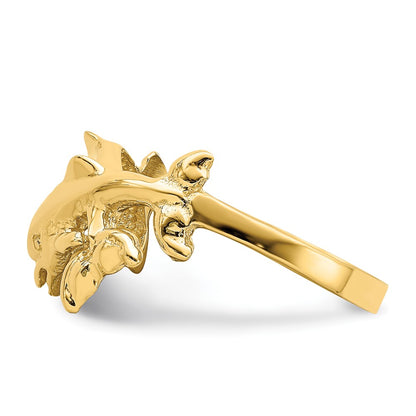14K Yellow Gold Double Dolphins Swimming Ring
