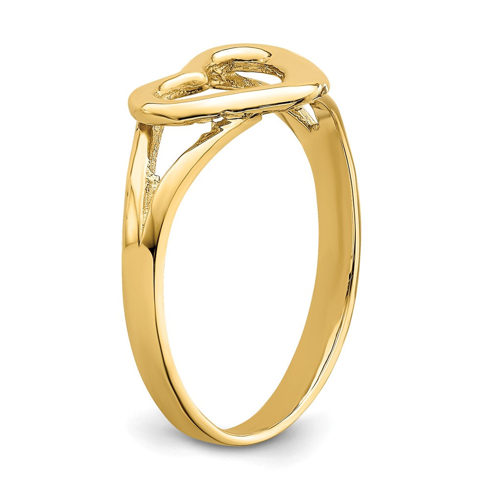 14K Yellow Gold Cut-Out Heart Ring