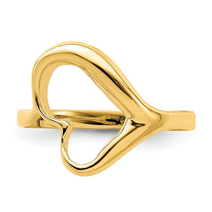 14K Yellow Gold Tilted Heart Ring