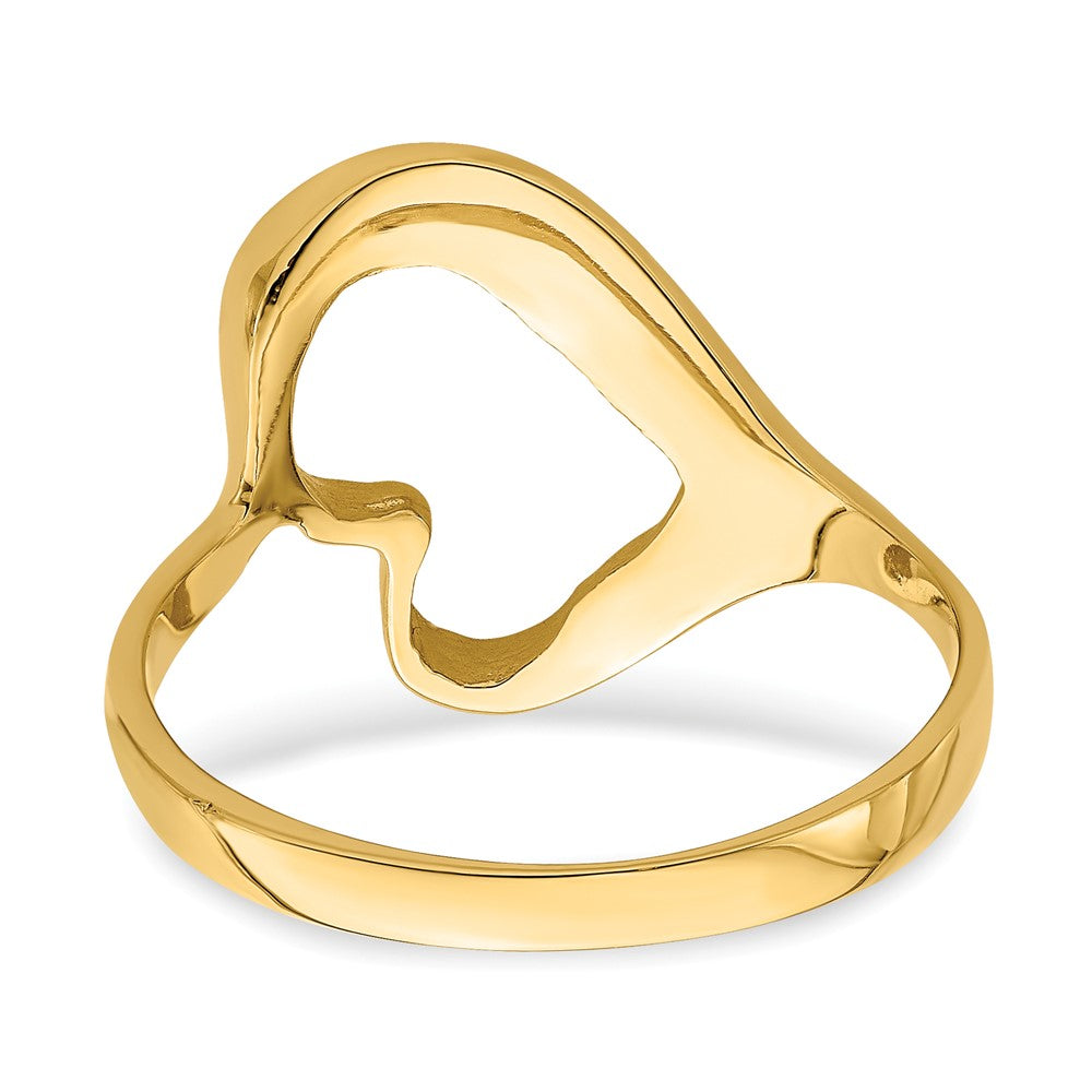 14K Yellow Gold Tilted Heart Ring