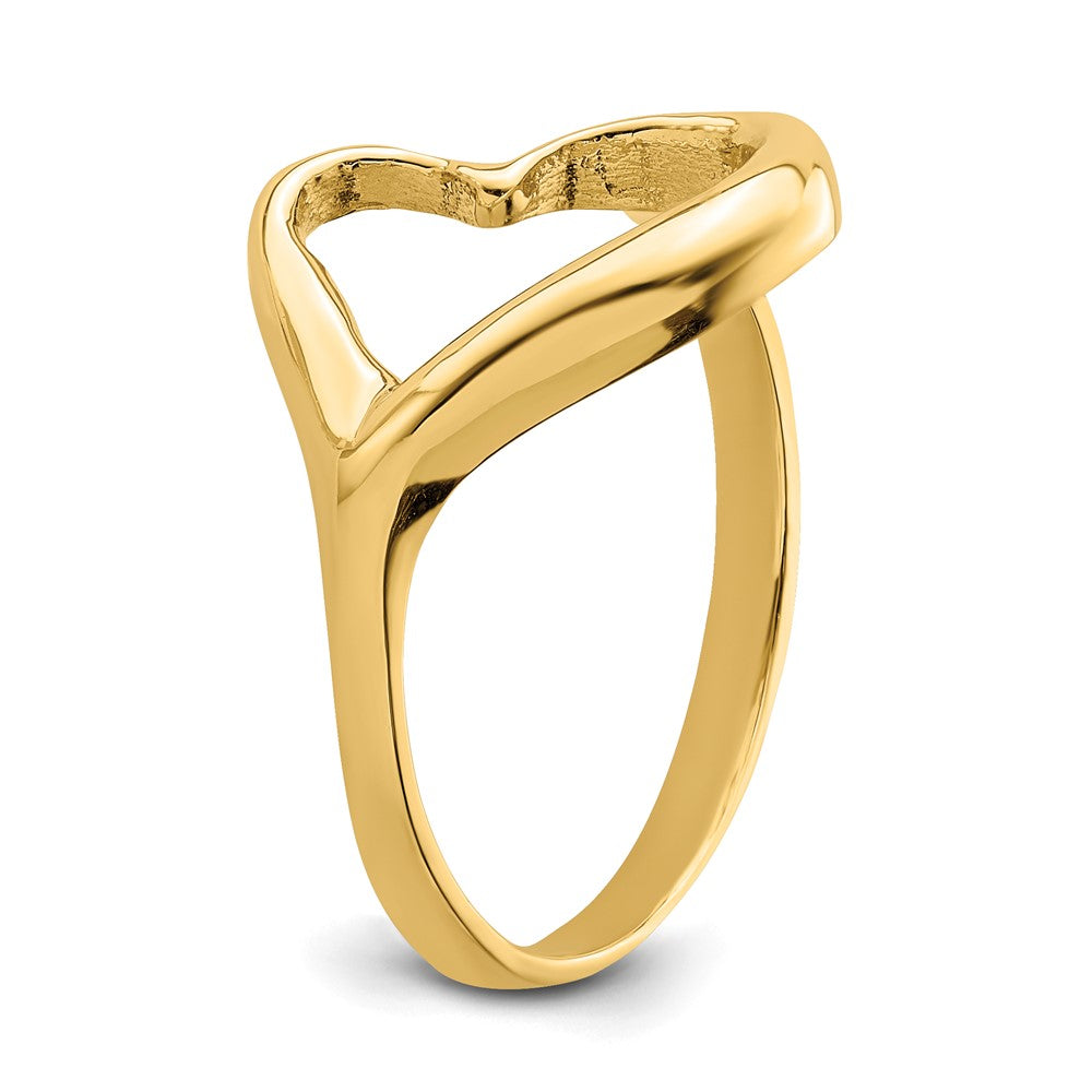 14K Yellow Gold Tilted Heart Ring