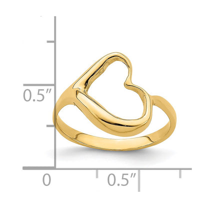 14K Yellow Gold Tilted Heart Ring