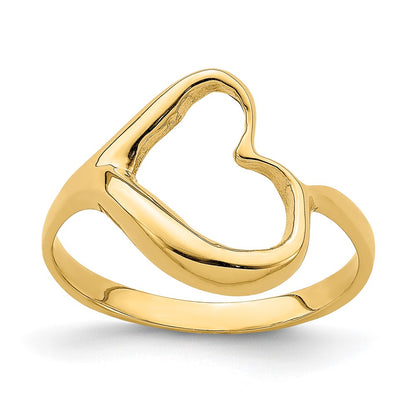 14K Yellow Gold Tilted Heart Ring