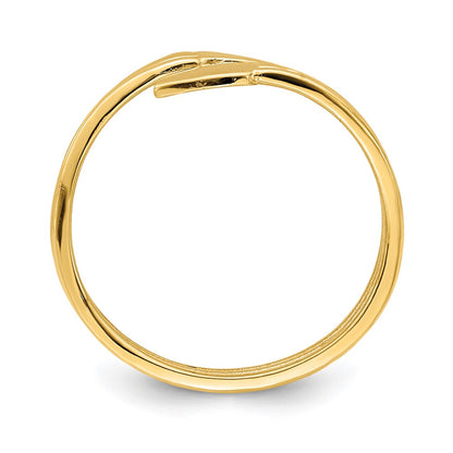 14K Yellow Gold Two Heart Bypass Ring