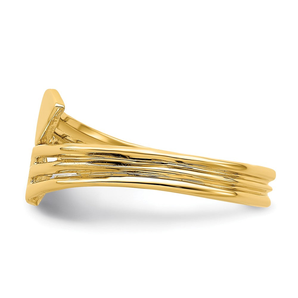 14K Yellow Gold Two Heart Bypass Ring