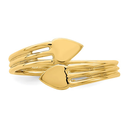 14K Yellow Gold Two Heart Bypass Ring