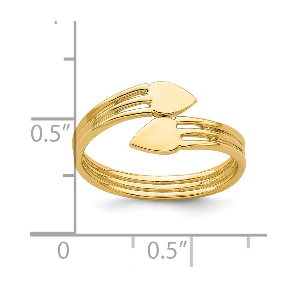 14K Yellow Gold Two Heart Bypass Ring