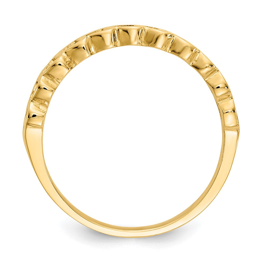 14K Yellow Gold Polished Hearts Ring