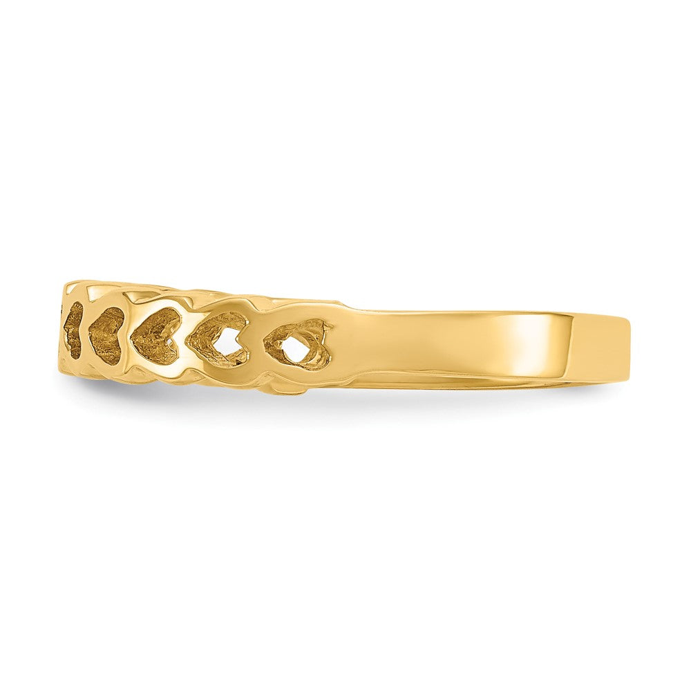 14K Yellow Gold Polished Hearts Ring