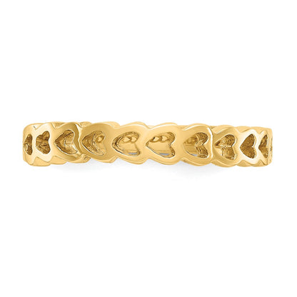 14K Yellow Gold Polished Hearts Ring