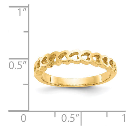 14K Yellow Gold Polished Hearts Ring