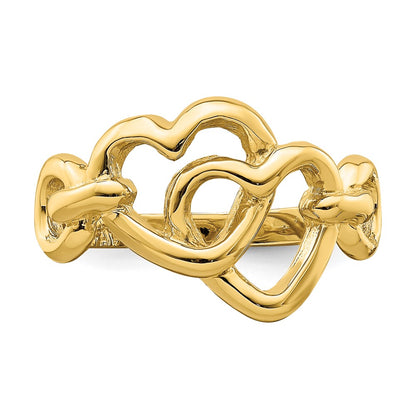 14K Yellow Gold Double Cut-out Heart Ring
