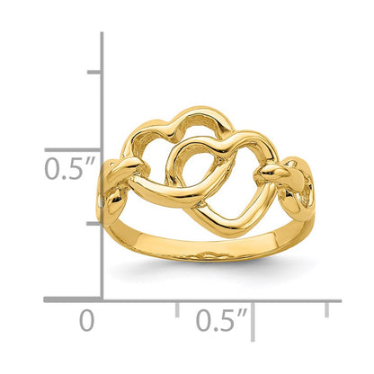 14K Yellow Gold Double Cut-out Heart Ring