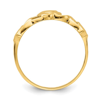 14K Yellow Gold Triple Heart Band Ring