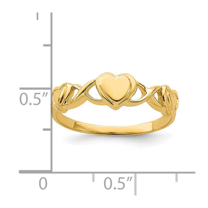 14K Yellow Gold Triple Heart Band Ring