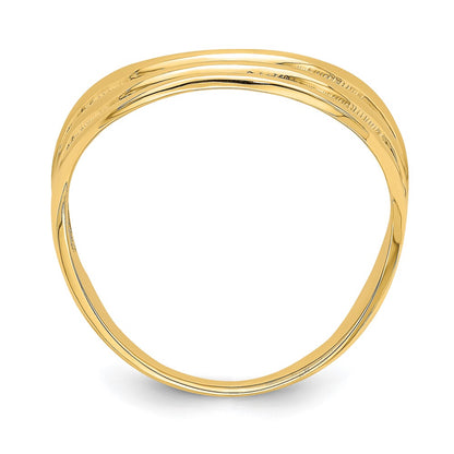 14K Yellow Gold Triple Wave Fashion Thumb Ring