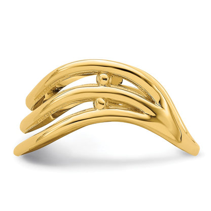 14K Yellow Gold Triple Wave Fashion Thumb Ring