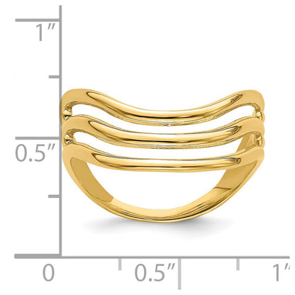 14K Yellow Gold Triple Wave Fashion Thumb Ring
