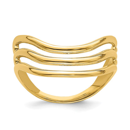 14K Yellow Gold Triple Wave Fashion Thumb Ring