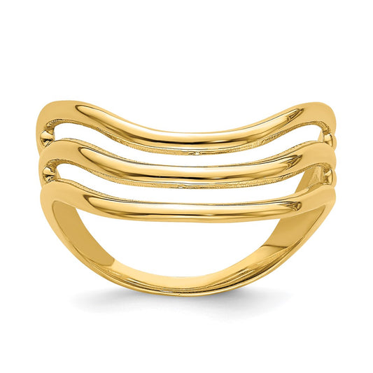 14K Yellow Gold Triple Wave Fashion Thumb Ring