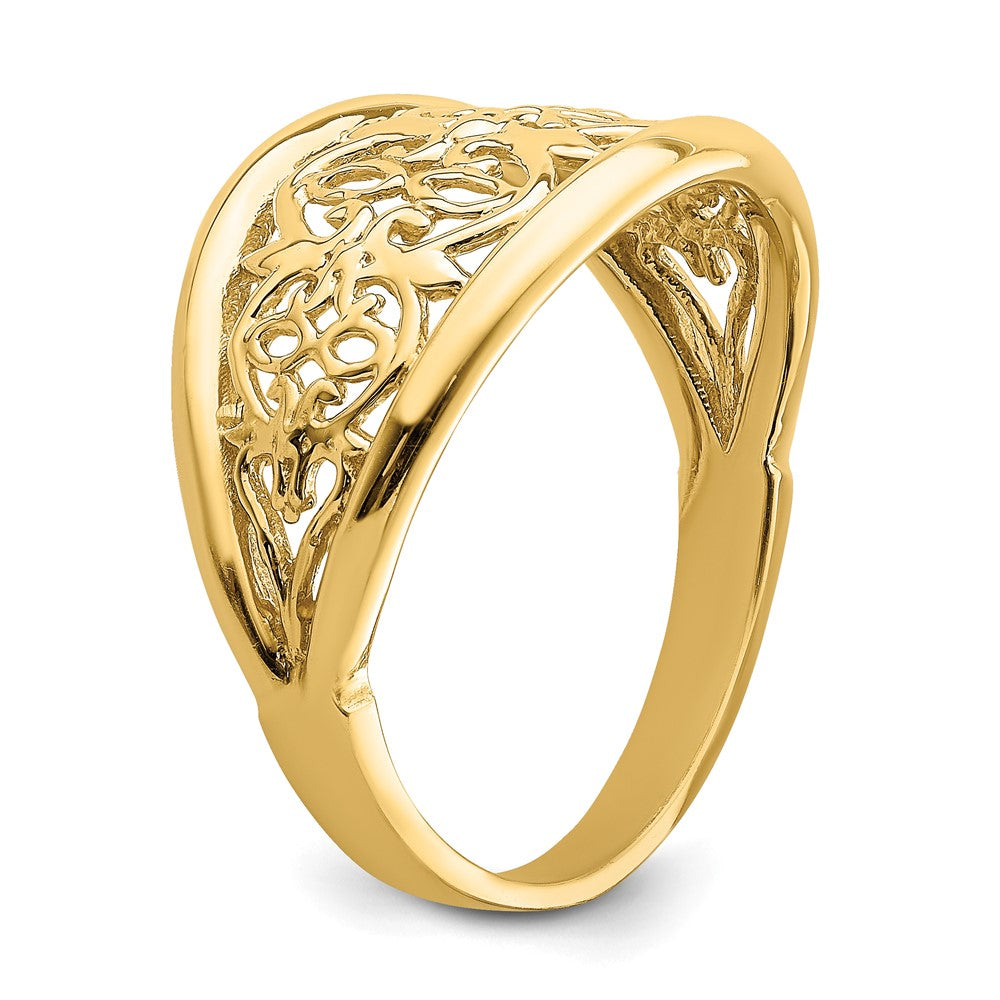 14K Yellow Gold Cut-Out Tapered Edge Ring