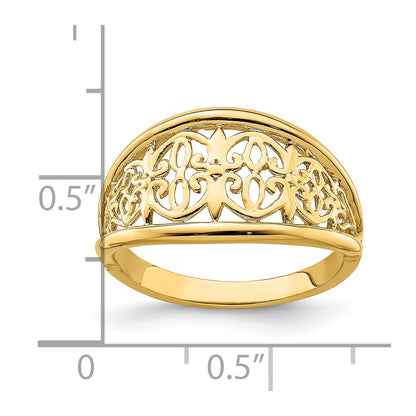 14K Yellow Gold Cut-Out Tapered Edge Ring