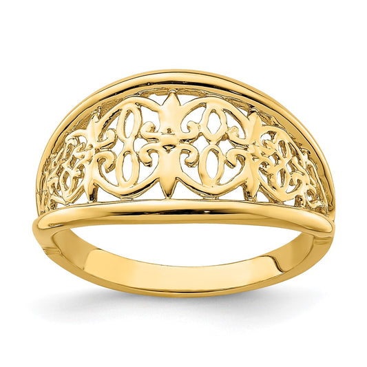 14K Yellow Gold Cut-Out Tapered Edge Ring