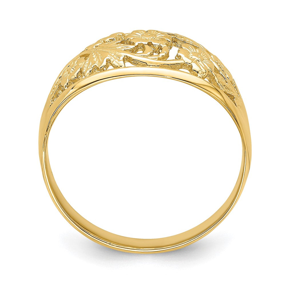 14K Yellow Gold Floral Dome Ring