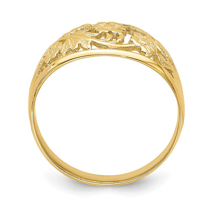 14K Yellow Gold Floral Dome Ring