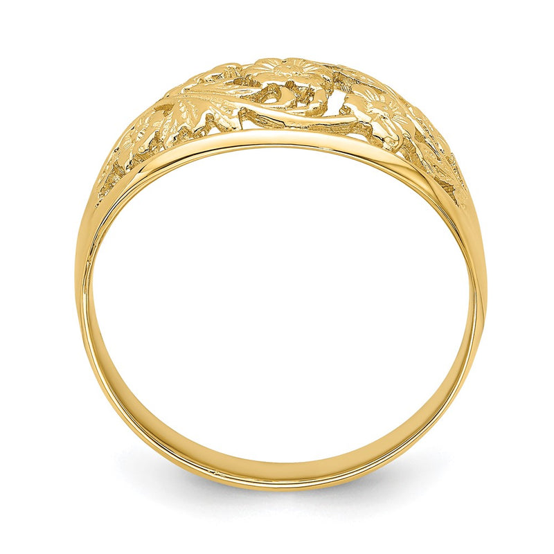 14K Yellow Gold Floral Dome Ring