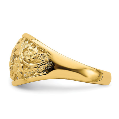 14K Yellow Gold Floral Dome Ring
