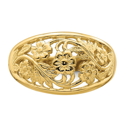 14K Yellow Gold Floral Dome Ring