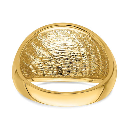 14K Yellow Gold Diamond-cut Lattice Pattern Dome Ring