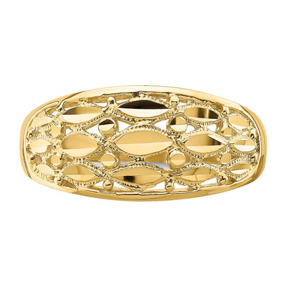 14K Yellow Gold Diamond-Cut Oval Design Ring