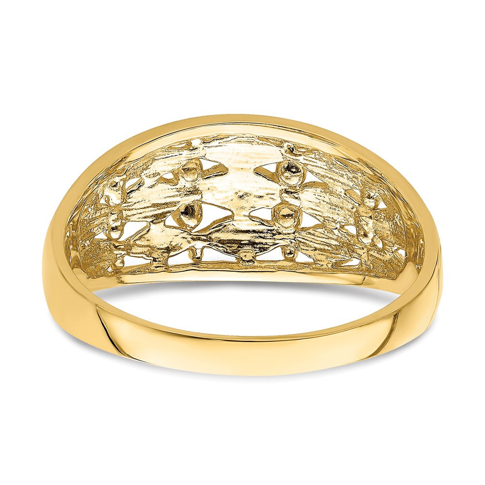 14K Yellow Gold Diamond-Cut Oval Design Ring