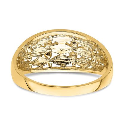 14K Yellow Gold Diamond-Cut Oval Design Ring