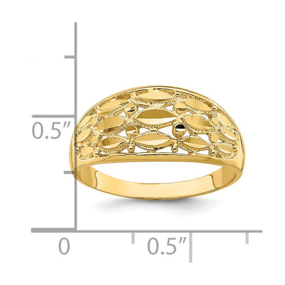 14K Yellow Gold Diamond-Cut Oval Design Ring