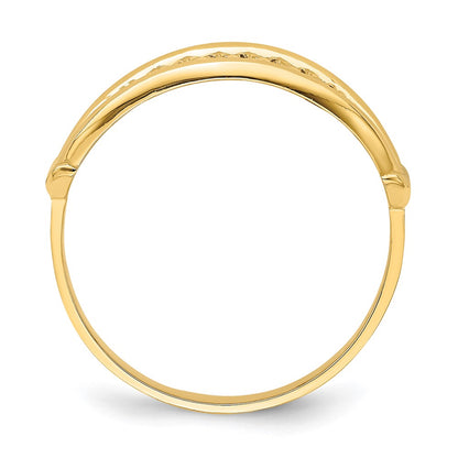14K Yellow Gold Tapered Diamond-Cut Pattern Ring