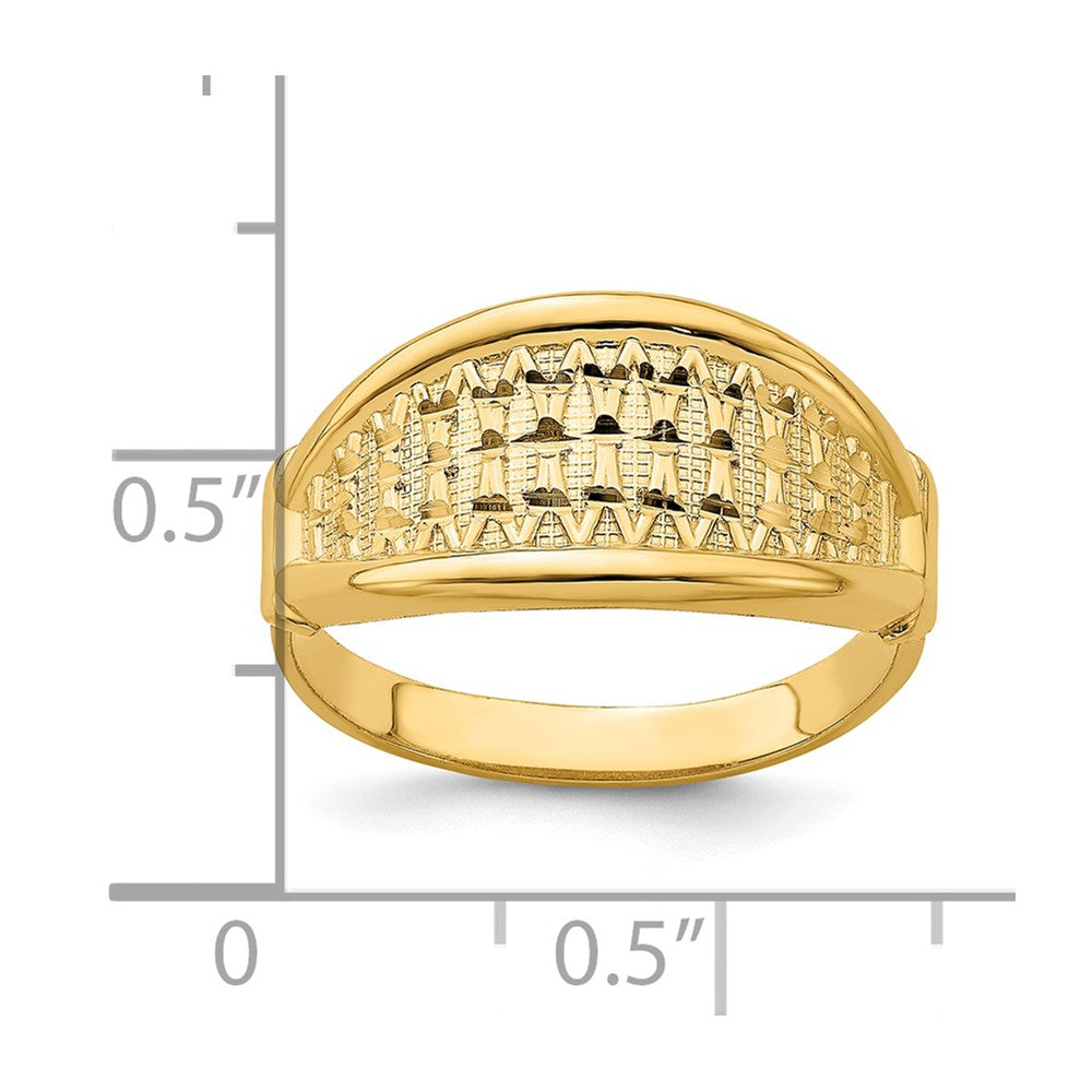 14K Yellow Gold Tapered Diamond-Cut Pattern Ring