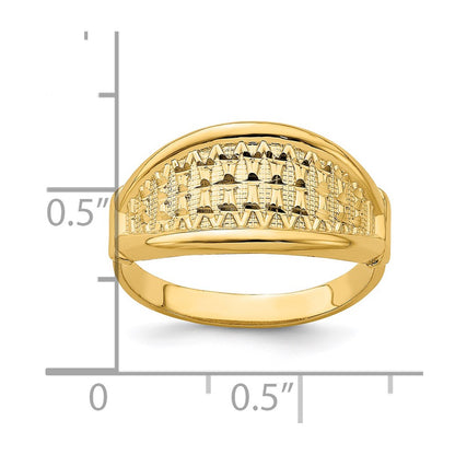 14K Yellow Gold Tapered Diamond-Cut Pattern Ring