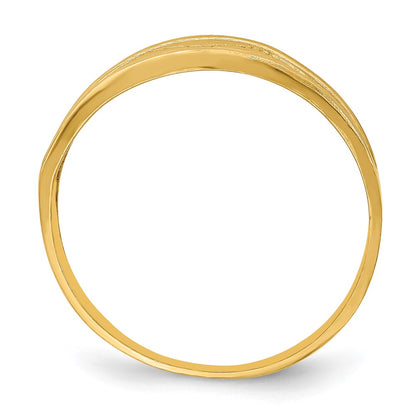 14K Yellow Gold Diamond-Cut Quilted Pattern Ring