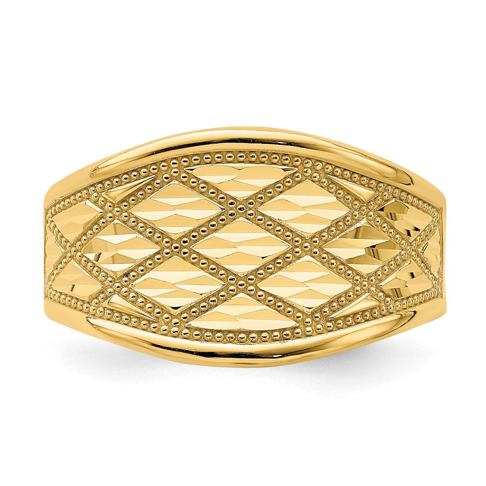 14K Yellow Gold Diamond-Cut Quilted Pattern Ring