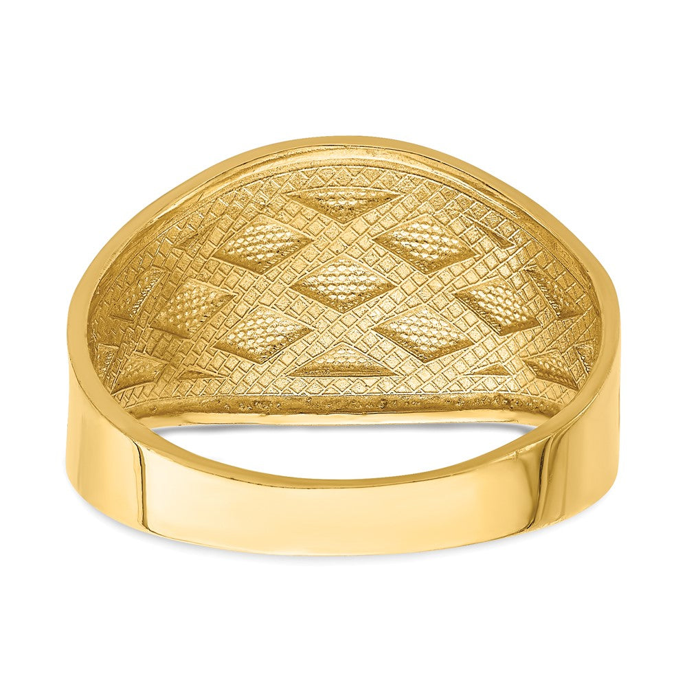 14K Yellow Gold Diamond-Cut Quilted Pattern Ring