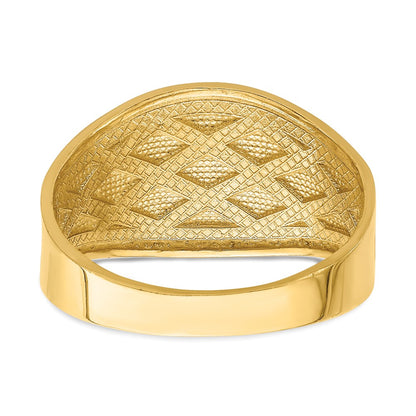 14K Yellow Gold Diamond-Cut Quilted Pattern Ring