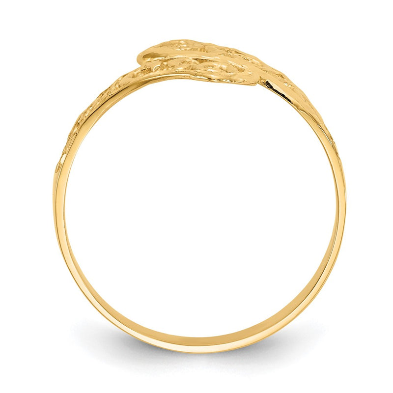 14K Yellow Gold By-pass Lace Diamond-cut Ring