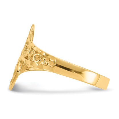 14K Yellow Gold By-pass Lace Diamond-cut Ring
