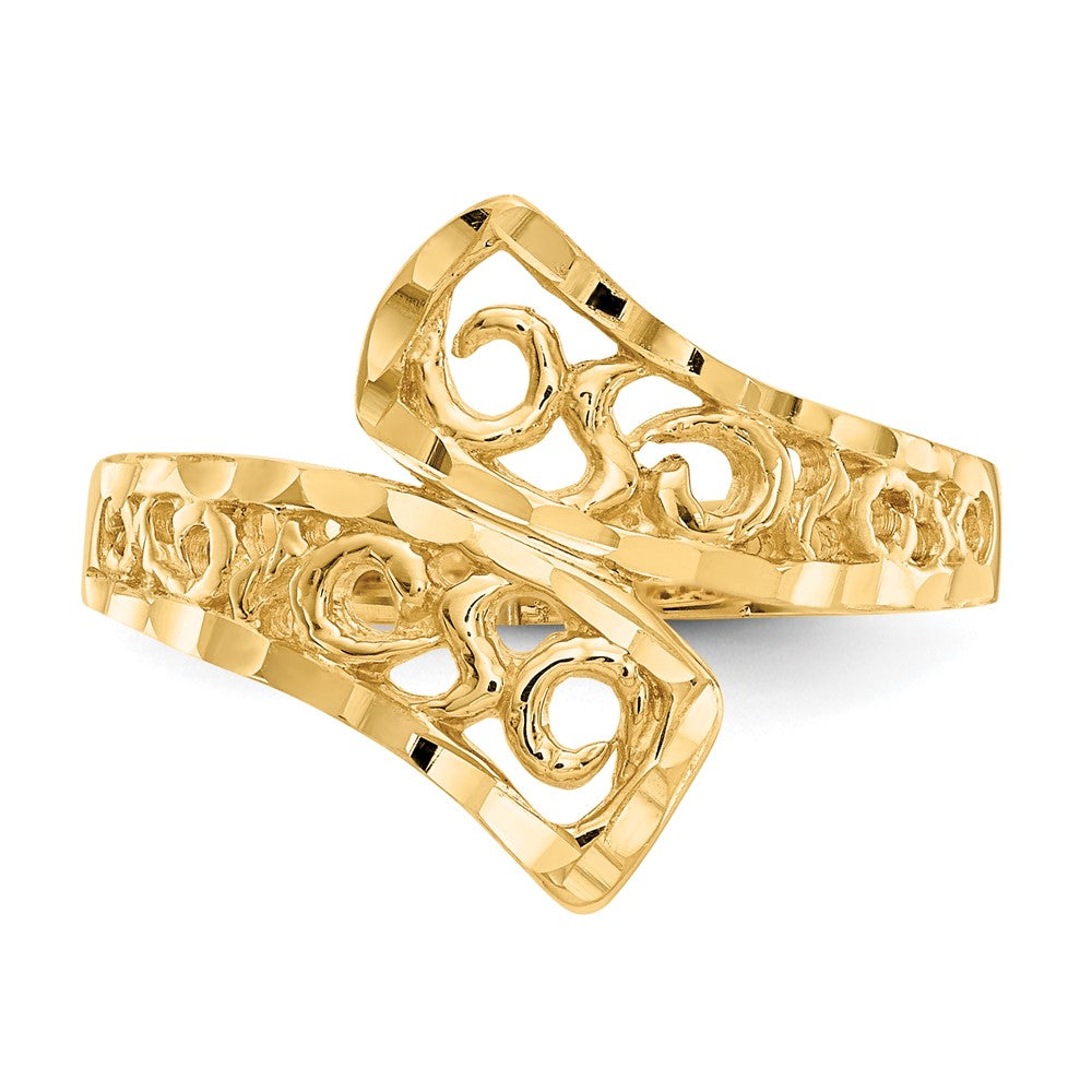 14K Yellow Gold By-pass Lace Diamond-cut Ring