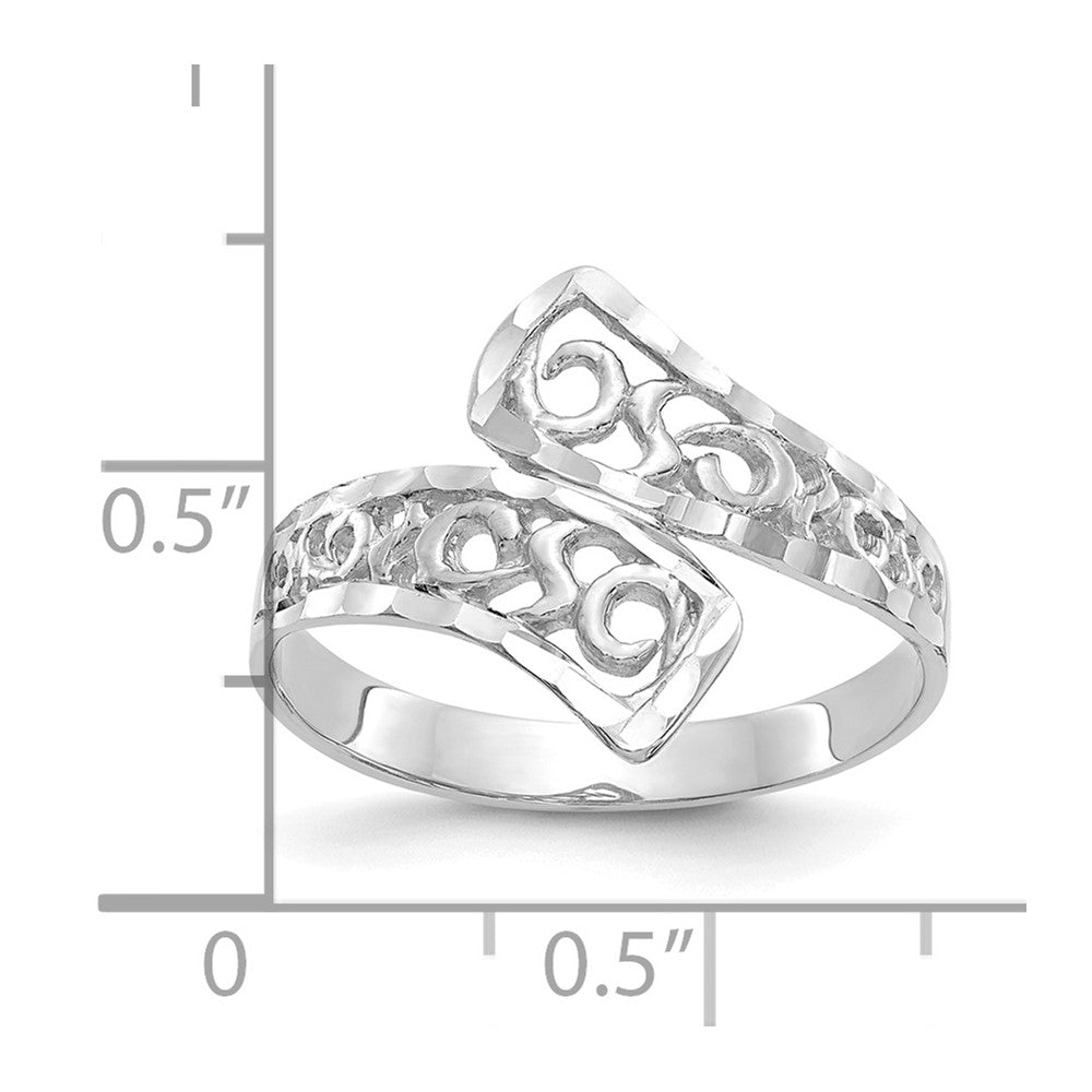 14K White Gold By-pass Lace Diamond-cut Ring