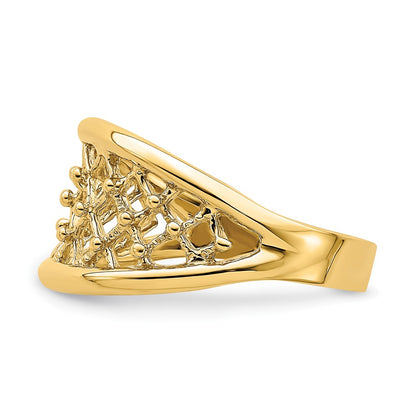 14K Yellow Gold Mesh Ring Tapered Band Ring
